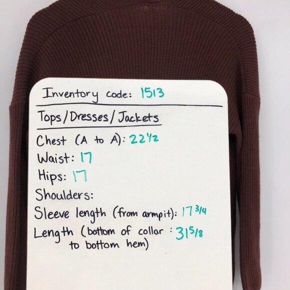 Dreamers by Debut Ribbed Knit Open Cardigan Pockets Brick / Rust Red / Orange XS - Picture 12 of 13